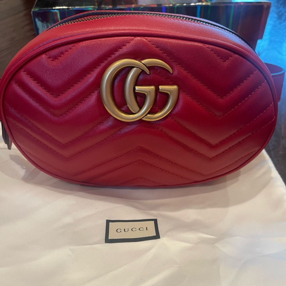 NWT Brand New Gucci GG Marmont Apollo Belt Bag Red Size 85 Women’s - Picture 8 of 16